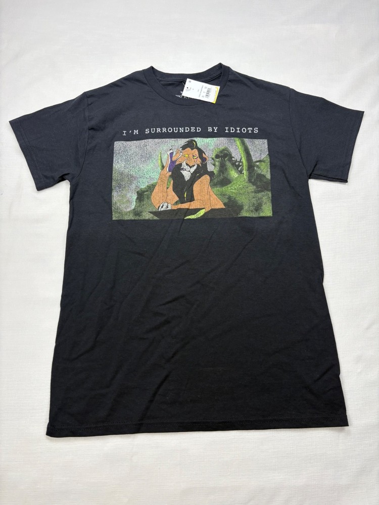 Disney Lion King Scar I’m Surrounded by Idiots Black T-Shirt ,sz Small