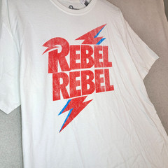 DAVID BOWIE Shirt Mens EXTRA LARGE XL WHITE Rebel Rebel Bolt NWT