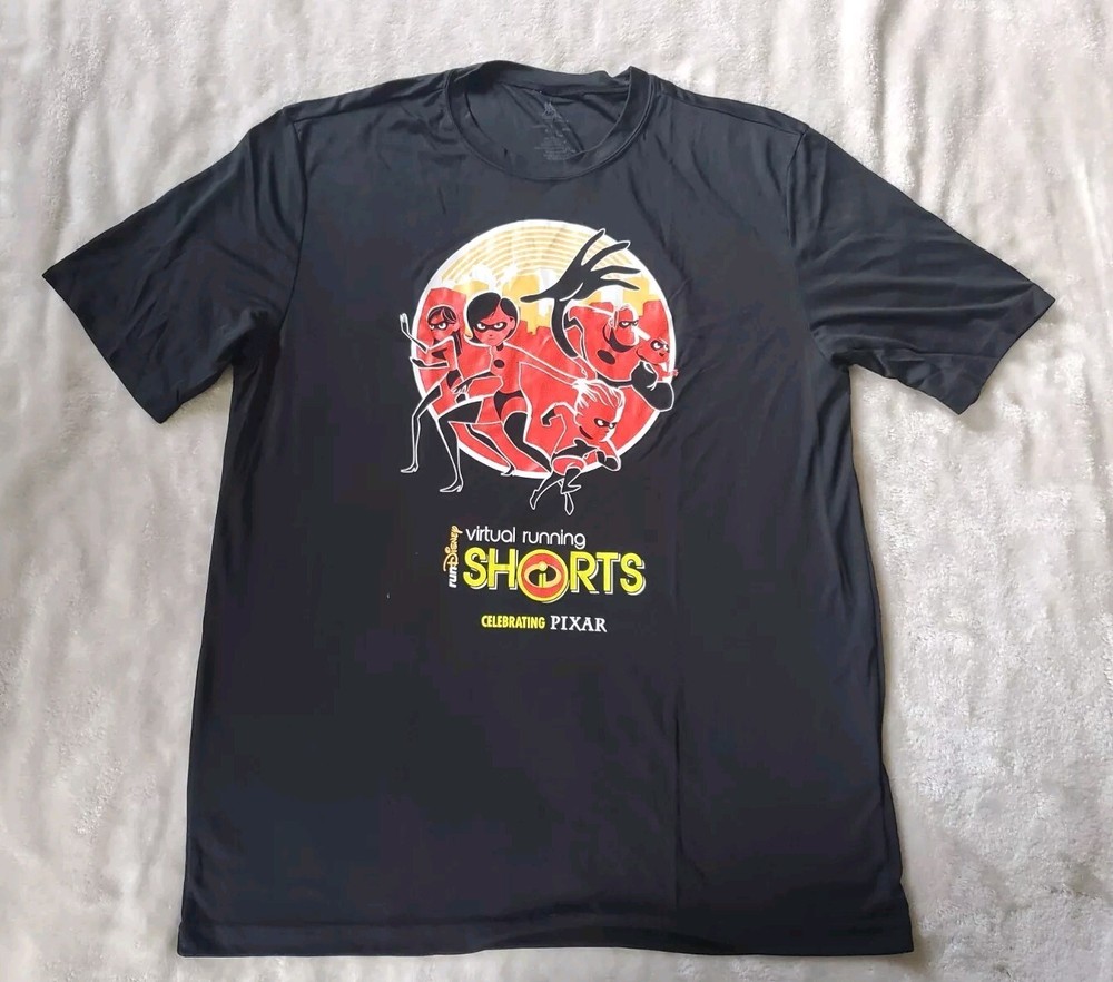 Run Disney Parks The Incredibles Shirt Mens Large Pixar Virtual Running Shorts