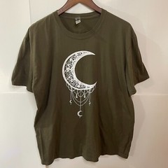 Gildan Adult Softstyle T-Shirt Crecent Moon Logo XL Olive Crew Neck T-Shirt