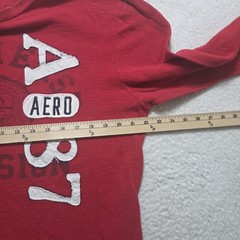 Y2K Aeropostale Mens XL Red Embroidered Letters Thermal Long Sleeve Shirt Preppy