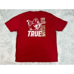 True Religion Shirt Men’s 2XL Red Gold Foil Metallic Buddha Logo Cotton T-Shirt