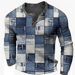 Camiseta Vintage Para Hombre De Algodón De ImitacióN Línea Geométrica Estampado
