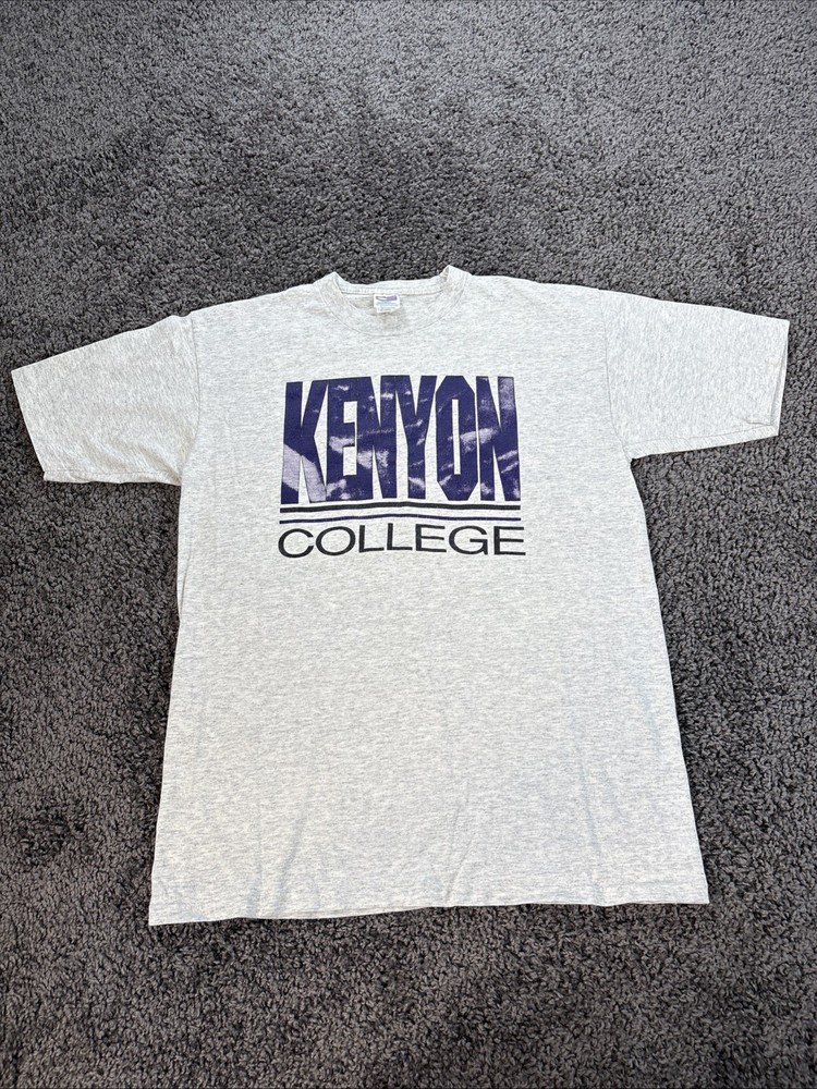 Vintage Kenyon College T Shirt Mens 2XL University White Graphic Spell Out