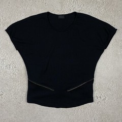 Diesel Vintage Avant Gade asymmetrical T Shirt Zipper Size M Black 90s 00s Women