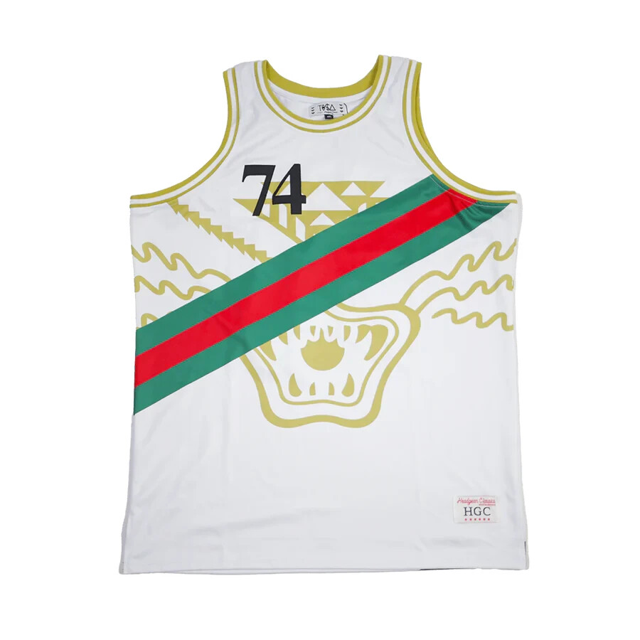 Headgear Classics White Tisa Striped Embroidered Basketball Jersey Men’s 2XL NEW