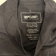 RIP CURL Surfers Rash Guard Polyester Stretch Black w/ White Graphic Adult Large