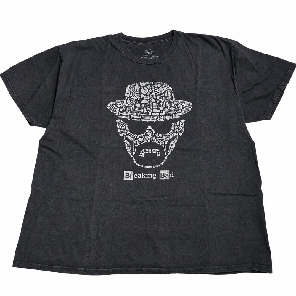 Breaking Bad Walter White Heisenberg Graphic T Shirt Mens 2XL Black Tee 2015 TV
