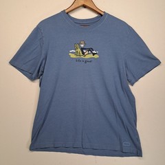 Life Is Good Men’s Large Crusher Lite T Shirt Lot Of 2 Blue Short Sleeve