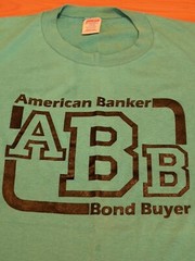 Vintage American Banker t shirt L 80s single stitch distressed teal bond buyer
