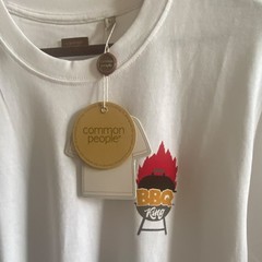 NWT $81 Common People Men’s T-Shirt Size L White BBQ King Graphic 100% Cotton