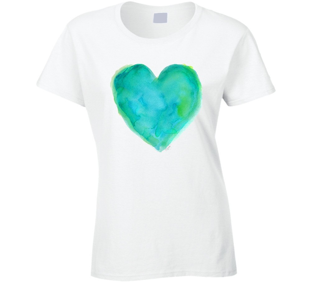 Valentine’s Day Watercolor Heart Lovers Couples Cool Gift T Shirt