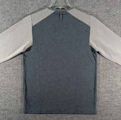 LL Bean Shirt Mens Medium Gray Blue Crew Wool Blend Fleece Lined Long Sleeve