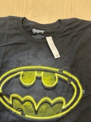 Batman Neon Yellow Logo Black XL Tshirt DC Comics