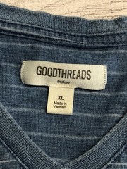 Goodthreads Shirt Mens XL Blue Stripe V-Neck Pocket Tee Jersey Cotton Casual