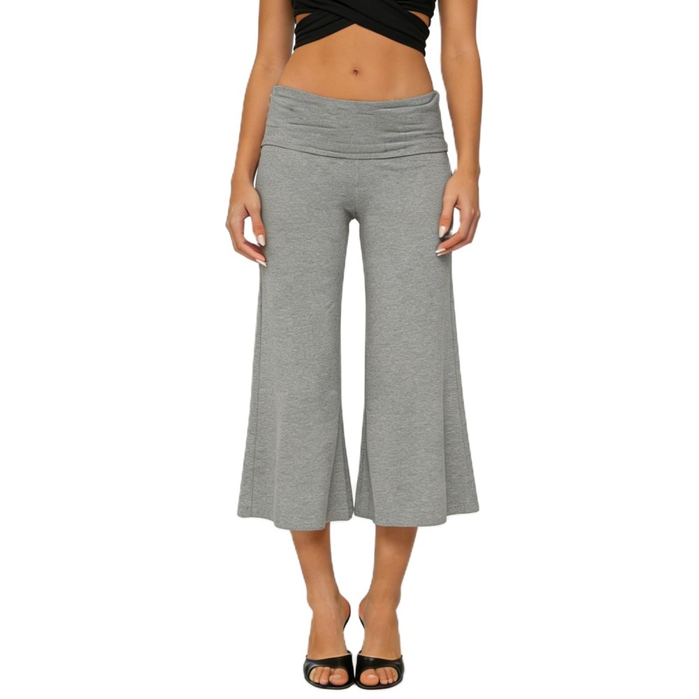 Gaucho Pants for Women Fold Over Flowy Low Rise Wide Leg Capri Pants Casual S…