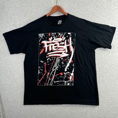 Y2k Fresh Graffiti Graphic T-Shirt Black 2XL Streetwear Urban Paint Splatter Tee