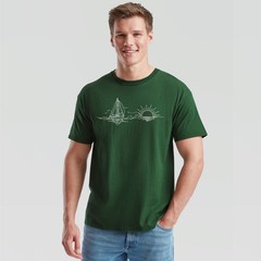 Sailboat Sunset Sailing Travel Mens T-Shirt Ocean Line Art
