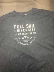 Gildan Ultra Cotton Blue Full Sail University Graphic Print T-Shirt Crew Neck L