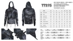Devil Fashion Men Gothic Distressed Asymmetric Hooded Slim Long Sleeve T-Shirt