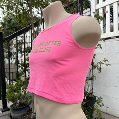 MEET ME AFTER GYM CLASS 3D Puff Logo Custom print men neon pink crop tank top