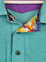 Robert Graham Polo Mens Large Green Short Sleeve Collared Shirt Contrasting Trim