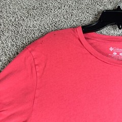 Columbia Shirt Mens L Red Yellow Fishing Short Sleeve Cotton Casual Outdoors*