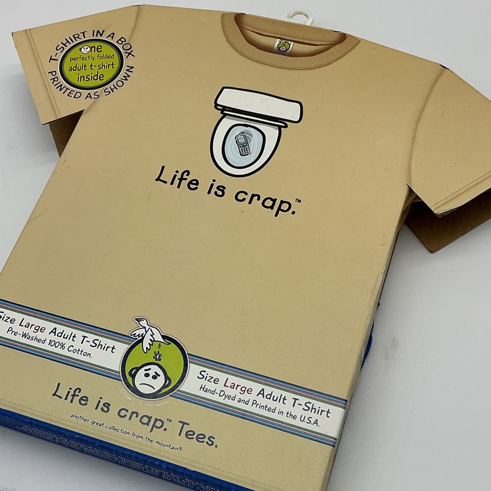 Unisex Large Life Is Crap Dropped Cellphone In Toilet Graphic T Shirt New In Box