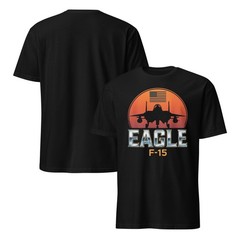 F-15 Eagle Fighter Jet T-Shirt Military Aviation USA Flag Graphic Tee