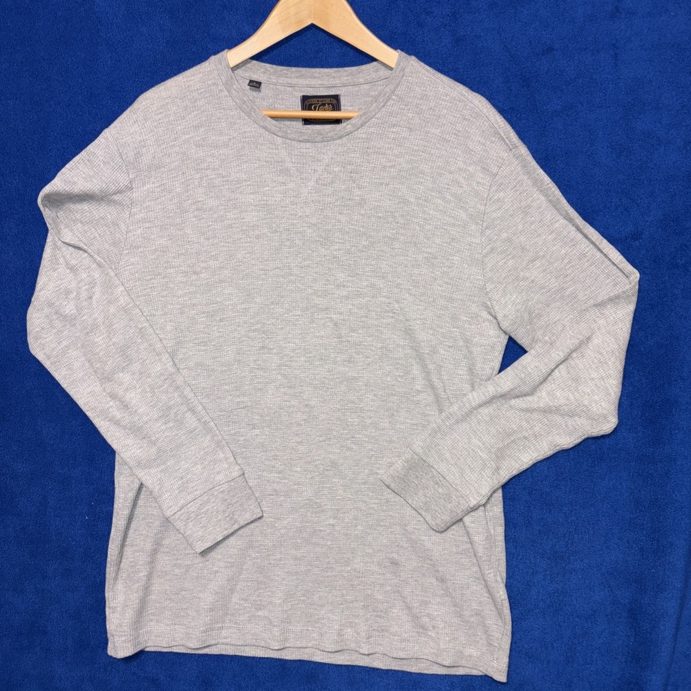 Jachs MFG Thermal Shirt Mens Large Gray Crewneck Lightweight Waffle Knit