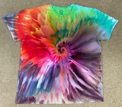 Handmade Ice Tie Dye T-Shirt XL Mens Womens Soft Cotton Red Plum Spiral Gravity