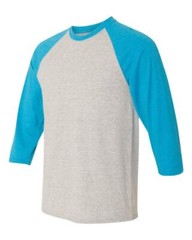 Hanes Baseball Jersey Small X-Temp Unisex Light Steel/Neon Blue Free Ship/Return