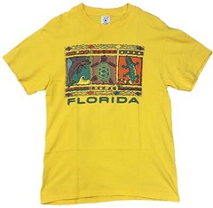 Florida Wildlife Dolphin Turtle Lizard T-shirt Size Medium Yellow Excellent!