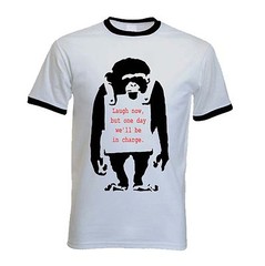 BANKSY LAUGH NOW MONKEY T-SHIRT – Choice Of Colours – Sizes S to XXL