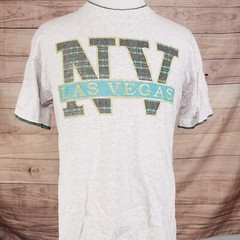 VINTAGE LAS VEGAS NEVADA 2-TONE USA MADE 90s TRAVEL TOURIST TSHIRT SZ L