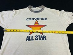 Vintage Converse All-Star Ringer T-Shirt Single Stitch Paper Thin Thrashed Sz L