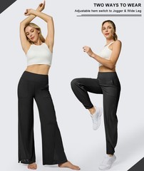 Women’s Wide Leg Yoga Pants with Pockets High Waist Loose Casual Trousers