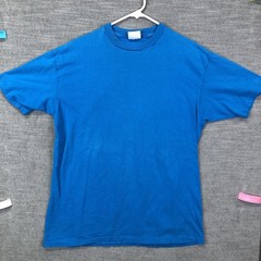 Vintage Hanes Beefy-T Shirt Mens XL Blue Made USA Cotton Blank Tee Top 90s SS