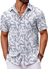 Mens Hawaiian Shirt Tropical Floral Short Sleeve Button Down Summer Beach Casual
