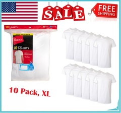 Hanes Men’s Super Value Pack White Crew T-Shirt Undershirts, 10 Pack, XL