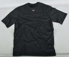 Prada Anthracite T-Shirt Medium Triangle Badge Short Sleeve Cotton