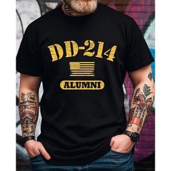 Vintage DD 214 Alumni American Army Graphic T-Shirt for Men – Funny Saying, Shor