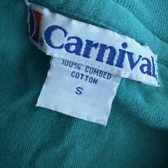 Carnival 100% Combed Cotton Adult Unisex Small T-Shirt Turquoise Vintage