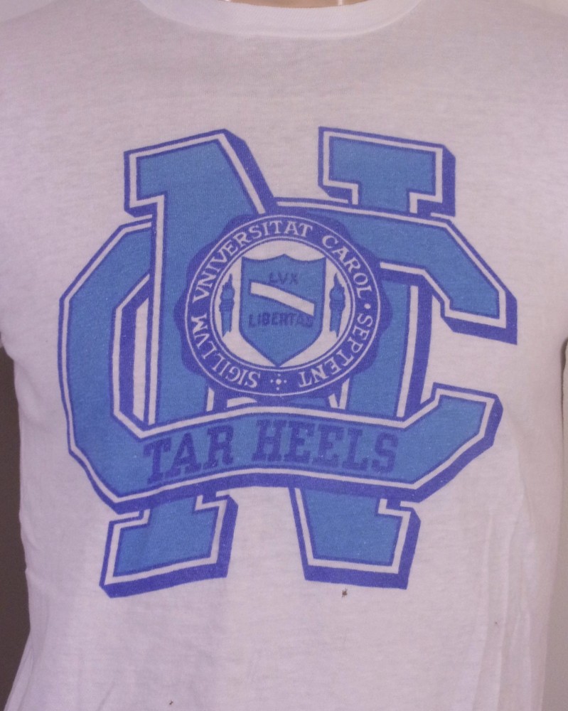 vintage 60s RARE Hanes Tag North Carolina Tar Heels T-Shirt USA NCAA sz M