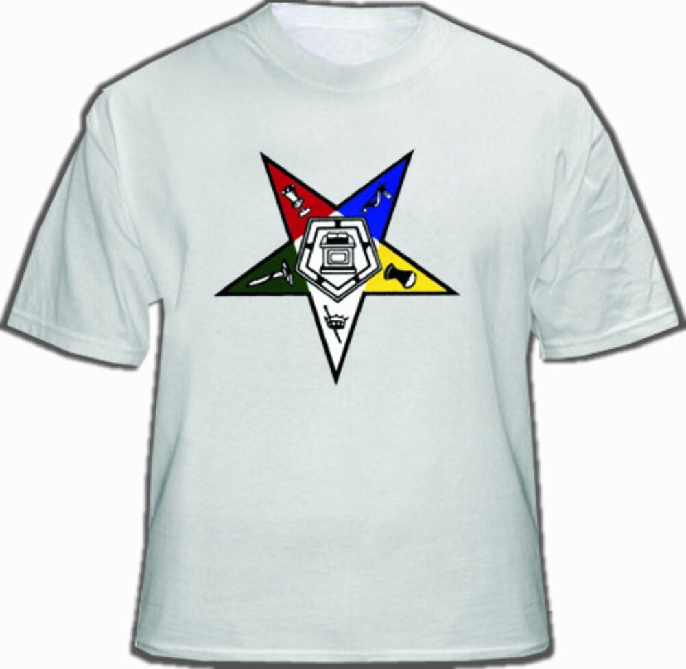 OES T-Shirt (White) For Order of the Eastern Star Logo. Masonic Clothing