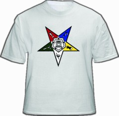 OES T-Shirt (White) For Order of the Eastern Star Logo. Masonic Clothing
