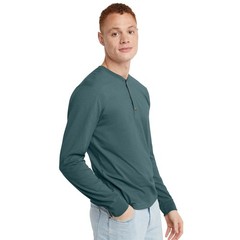 Hanes Originals Men’s Cotton Long Sleeve Henley T-shirt Cactus Green-Small
