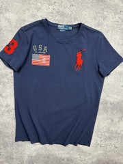 Polo Ralph Lauren USA Flag Big Pony T-Shirt Chief Keef Tee Y2K Blue Men’s Size L