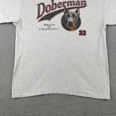 Vintage Doberman Dog Shirt Breed Of Champions #23 Large Gray Cotton Tagless