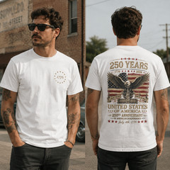 USA 250th Anniversary Shirt Men 1776 2026 American Flag Eagle Patriotic (S-5XL)